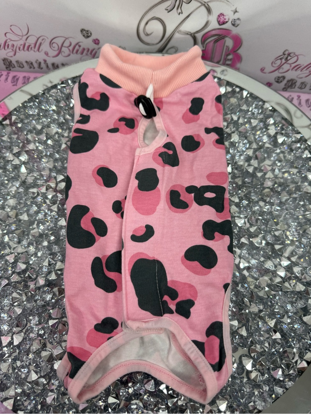 Animal onsie tshirt legs Pink Leopard Print Dog Tee with Ribbed Collar